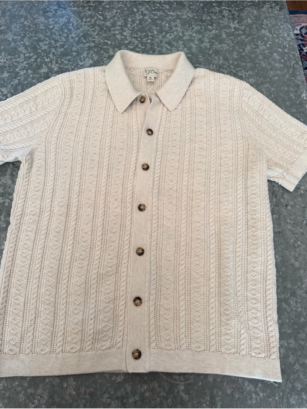 J. Crew Cream Knit Short-Sleeve Cardigan